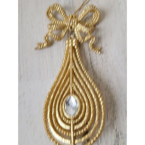 Abstract golden glitter teardrop bow ornament Xmas decor - Picture 1 of 6